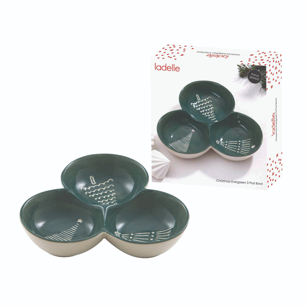 Ladelle Christmas Evergreen 3 Pod Bowl