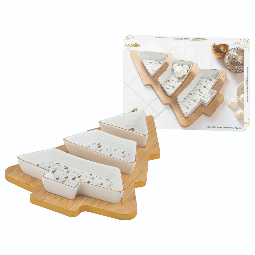 Ladelle Noelle Christmas Tree Bowl & Tray Set