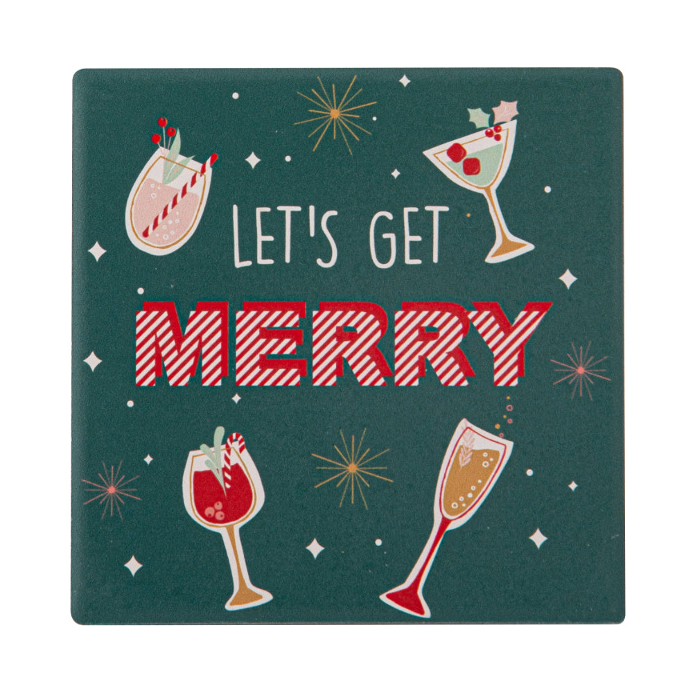 Ladelle Lets Get Merry Glass & Coaster Set