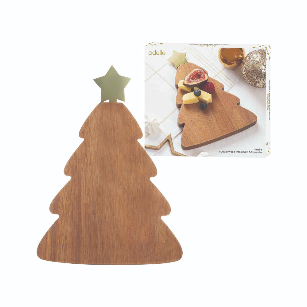 Ladelle Noelle Acacia Wood Tree Board & Spreader