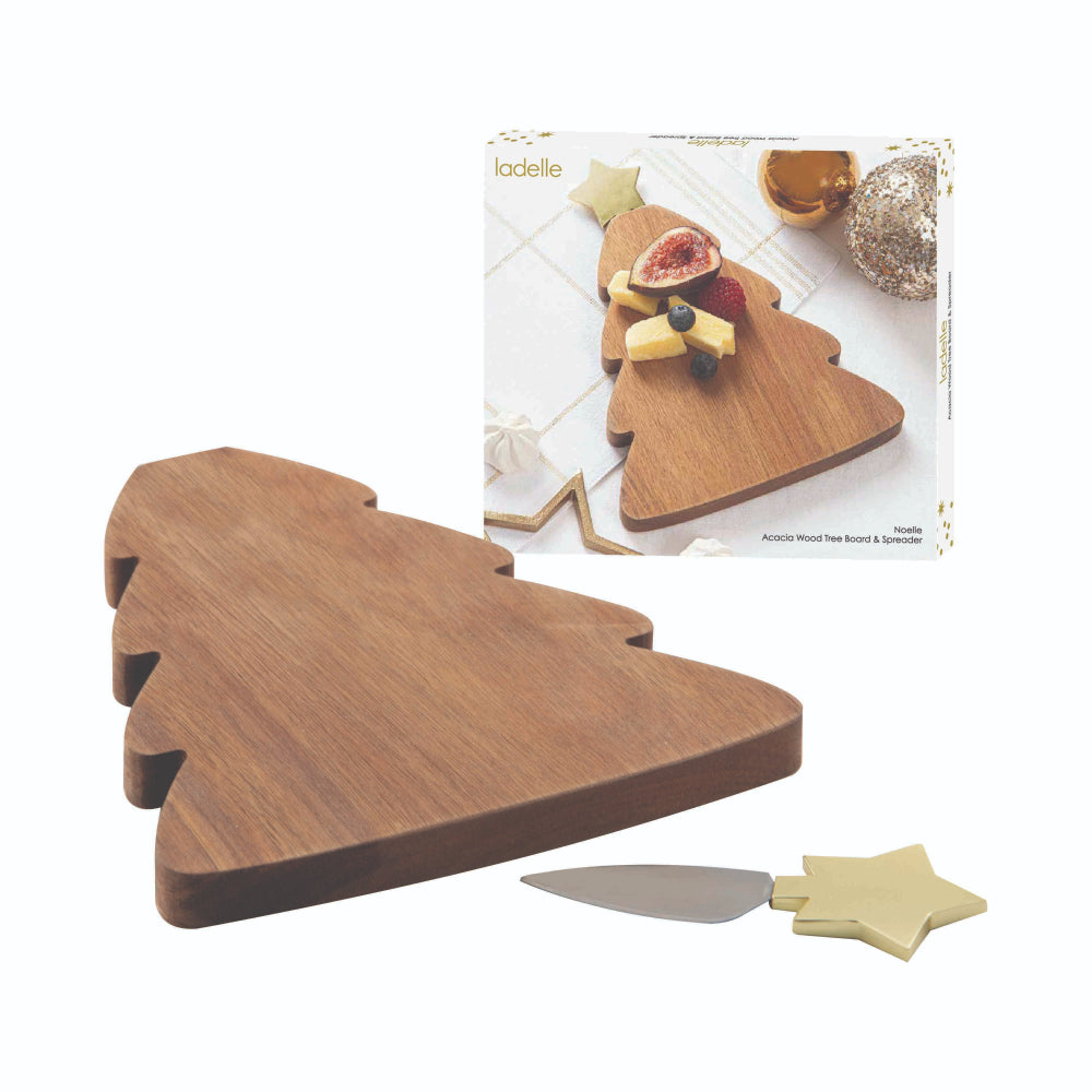 Ladelle Noelle Acacia Wood Tree Board & Spreader