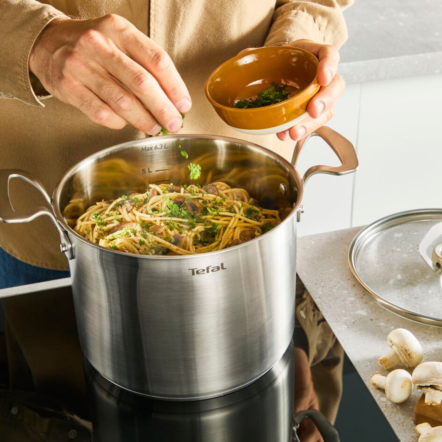 Tefal Space+ Extreme Induction Stainless Steel Pasta Pot 22cm & Lid