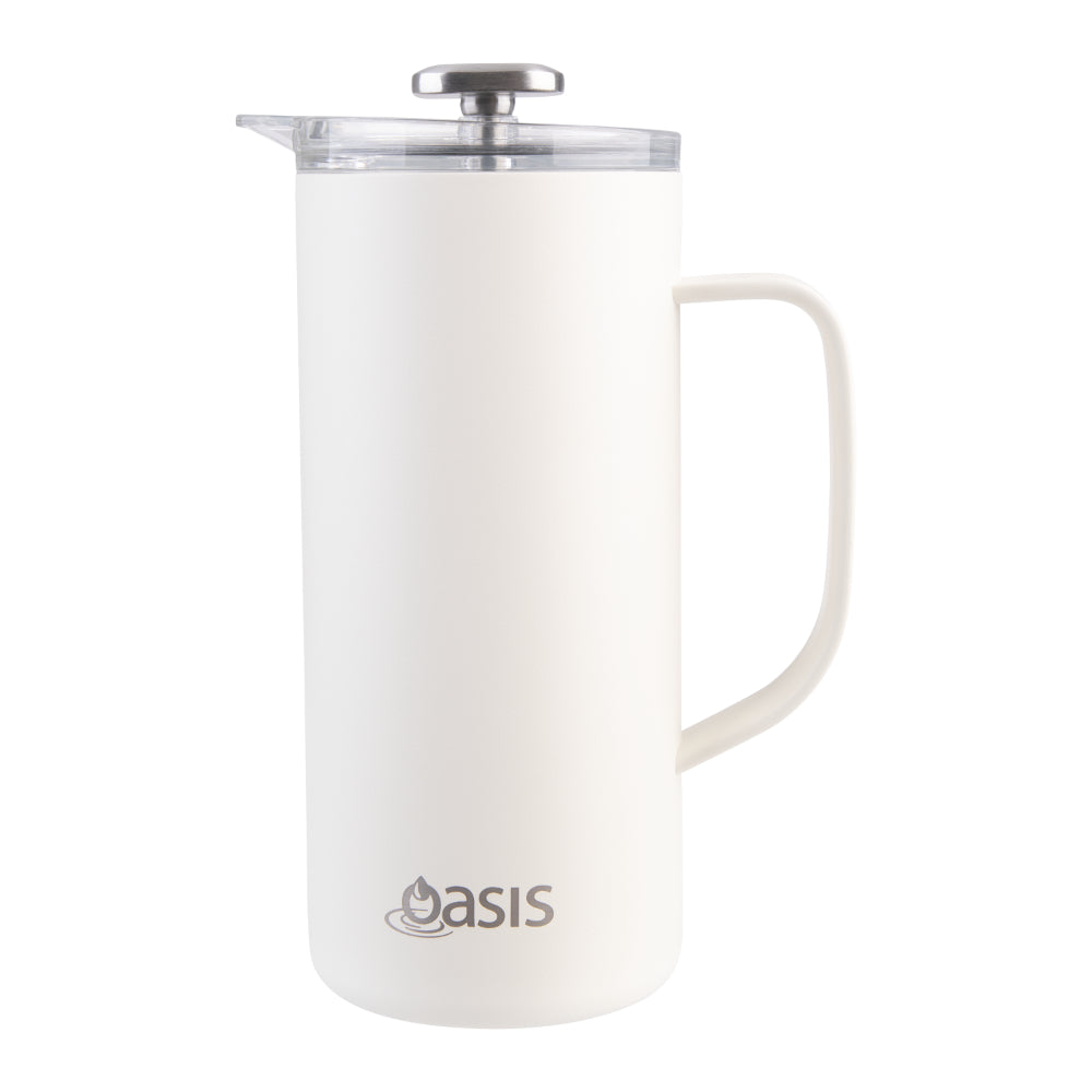 Oasis Stainless Steel Double Wall Insulated Coffee Press 4 Cup Alabaster