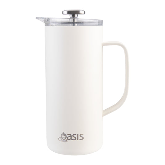 Oasis Stainless Steel Double Wall Insulated Coffee Press 4 Cup Alabaster