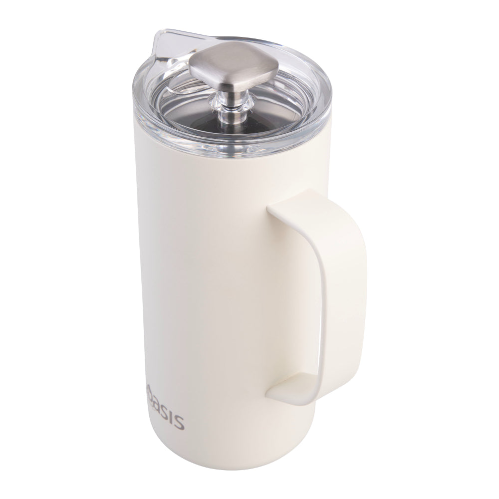 Oasis Stainless Steel Double Wall Insulated Coffee Press 4 Cup Alabaster