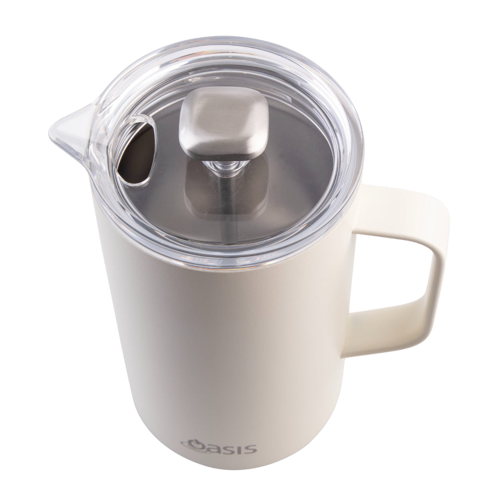 Oasis Stainless Steel Double Wall Insulated Coffee Press 8 Cup Alabaster