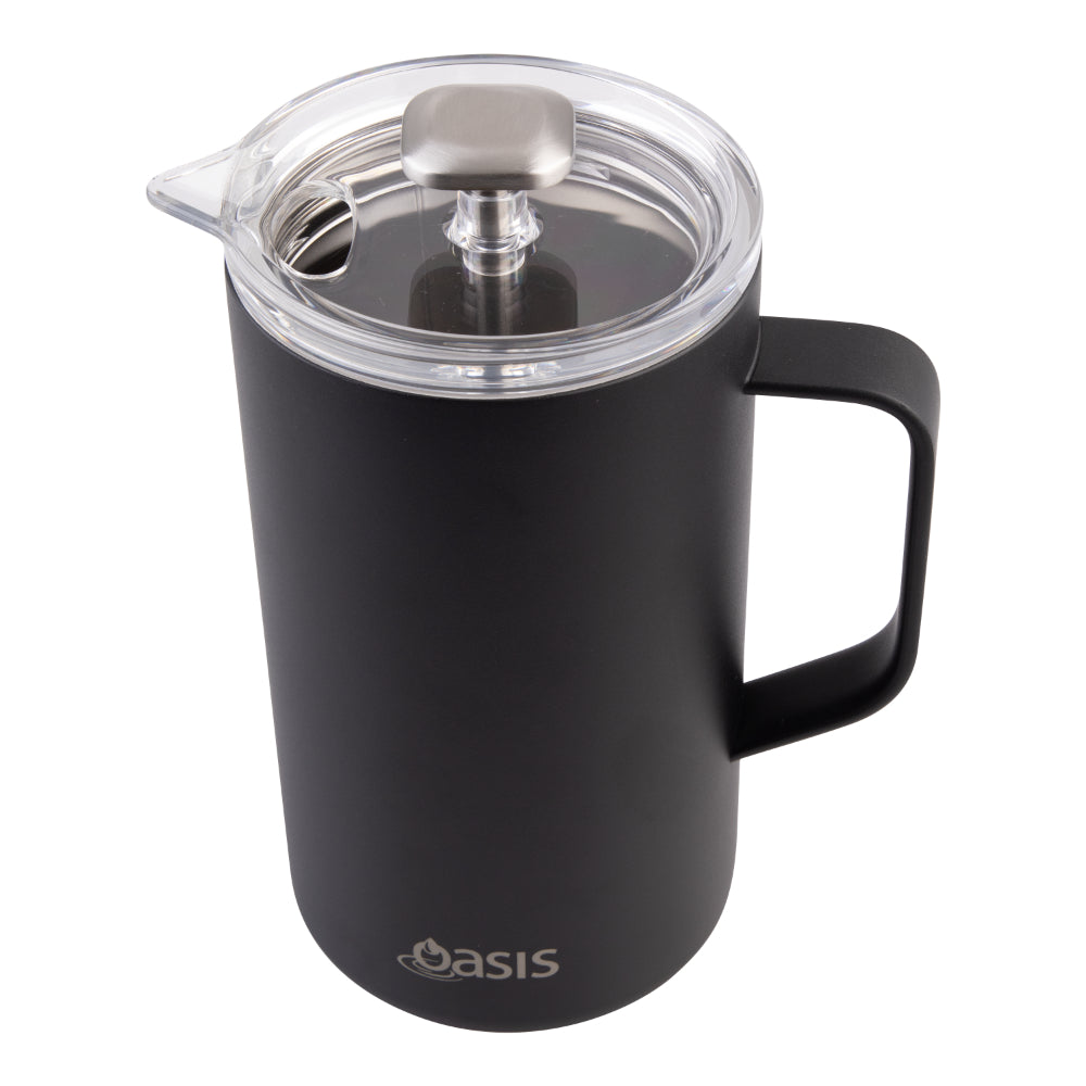 Oasis Stainless Steel Double Wall Insulated Coffee Press 8 Cup Black