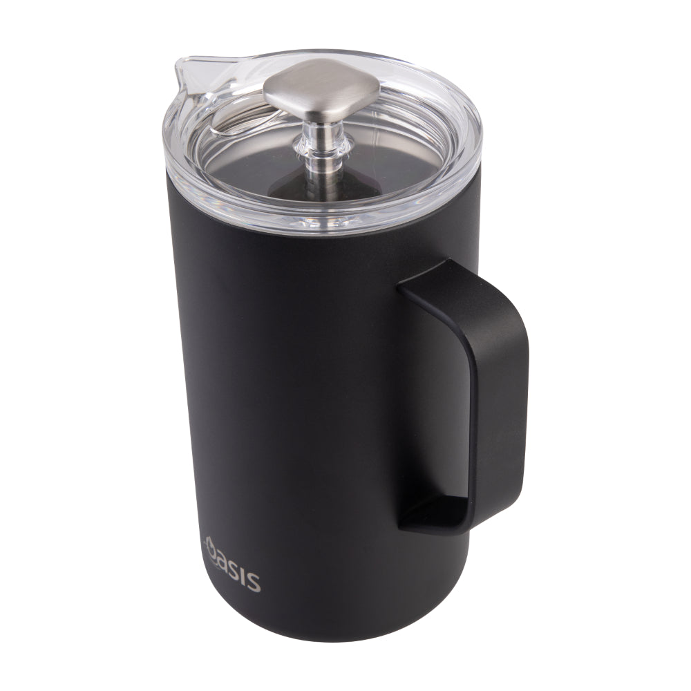 Oasis Stainless Steel Double Wall Insulated Coffee Press 8 Cup Black