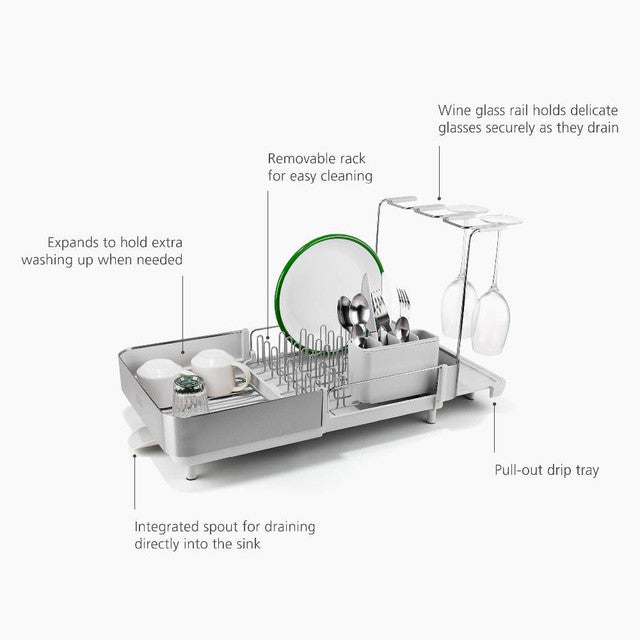 Joseph Joseph Extend Steel Plus Dish Rack With Wine Rack