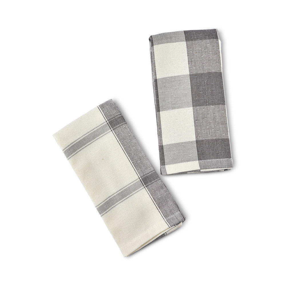 Salt & Pepper Check Tea Towel Set of 2