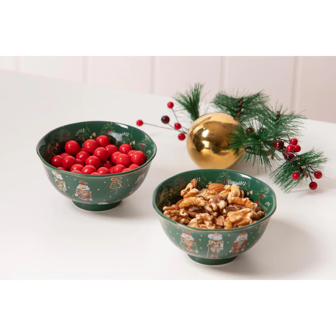 Ashdene Christmas Wonderland Set Of 2 Green Bowls