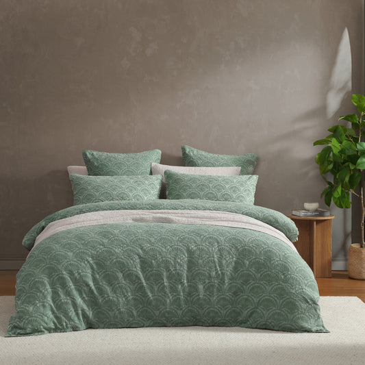 Platinum Collection Palmera Quilt Cover Set Sage