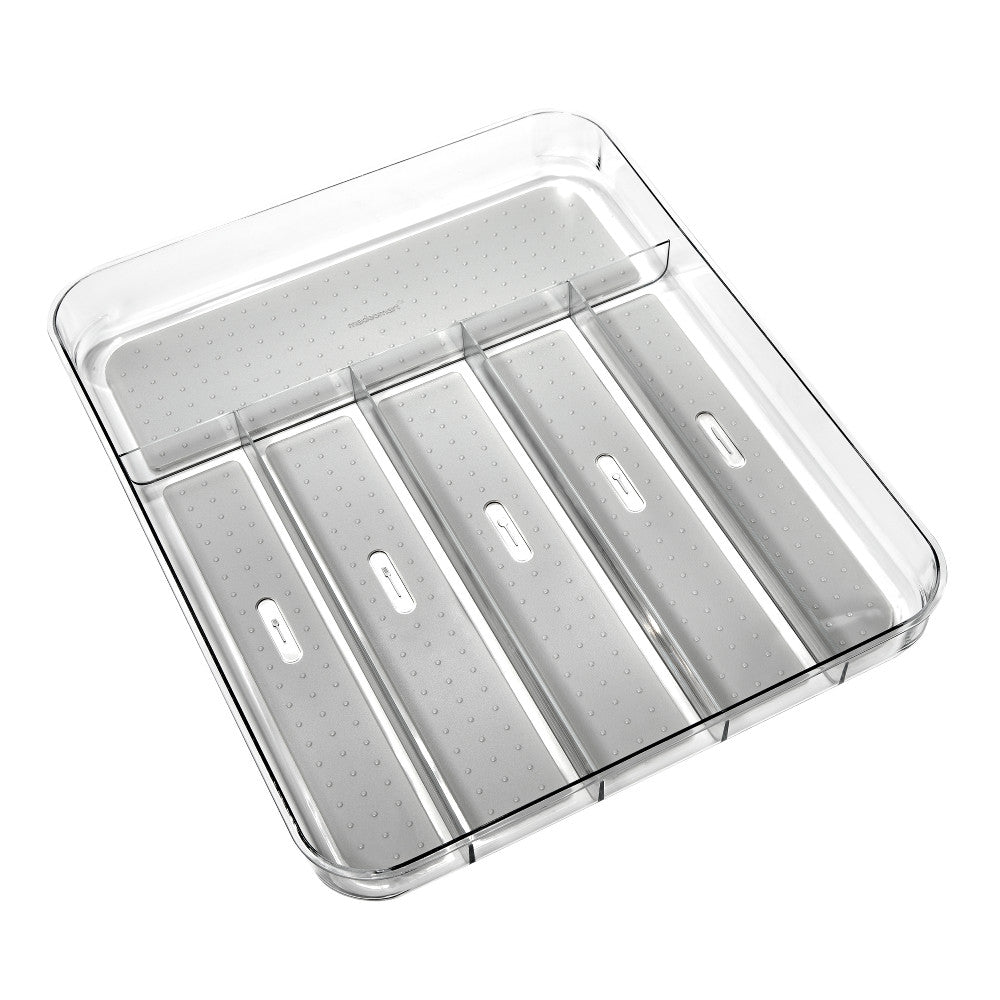 madesmart Clear Soft Grip 6 Compartment Cutlery Tray