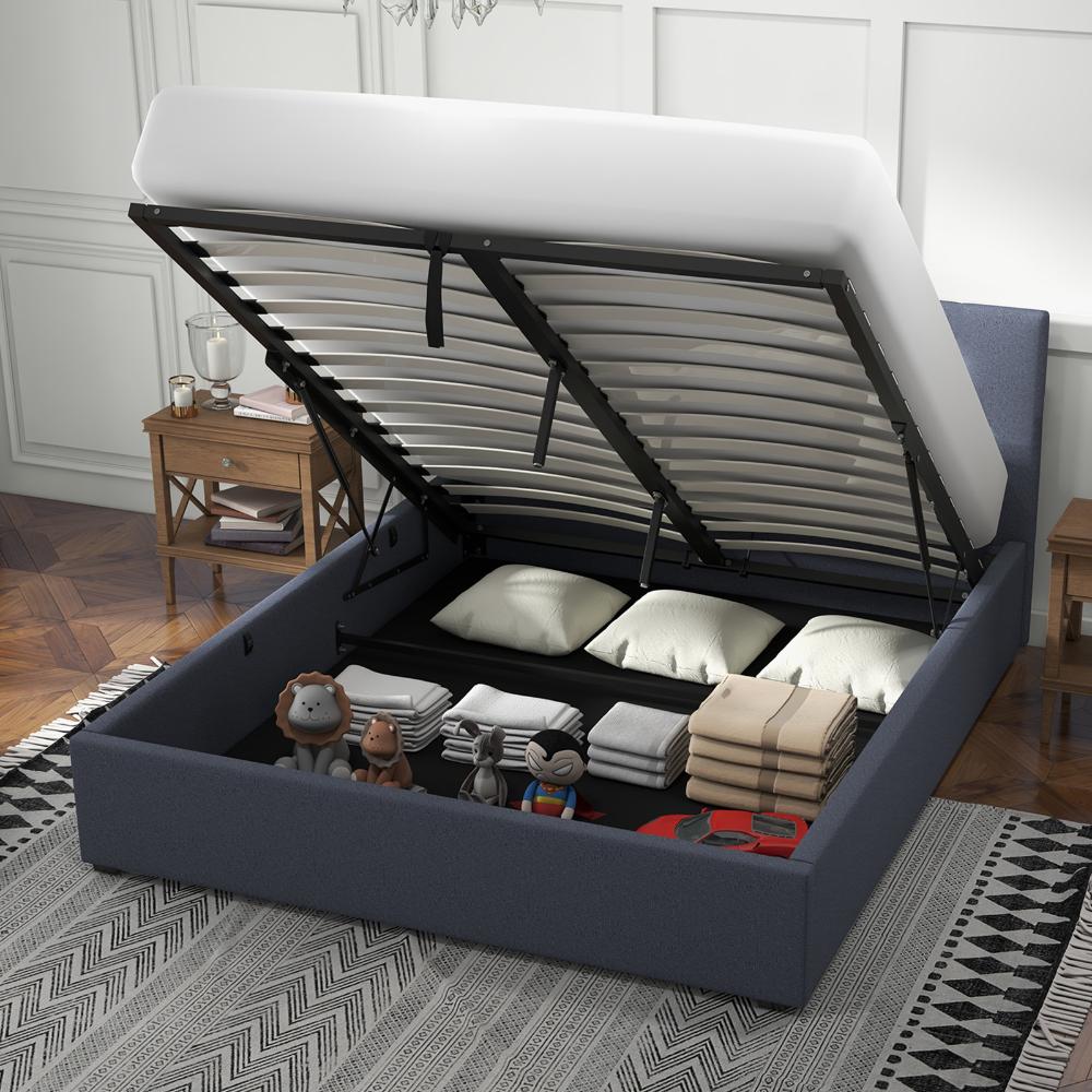 Milano Decor Luxury Gas Lift Bed With Headboard Charcoal