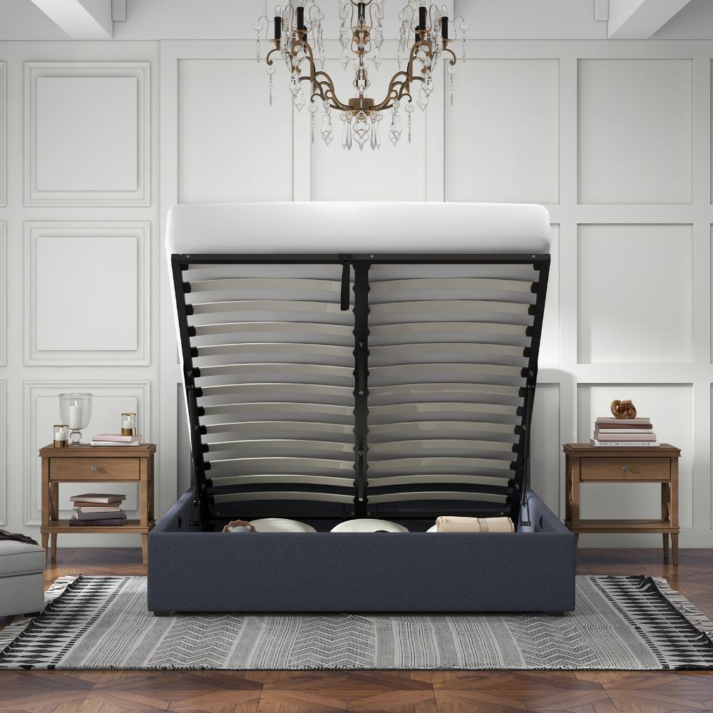 Milano Decor Luxury Gas Lift Bed With Headboard Charcoal