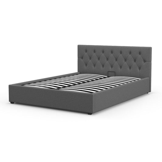Capri Luxury Gas Lift Bed With Headboard Grey - House