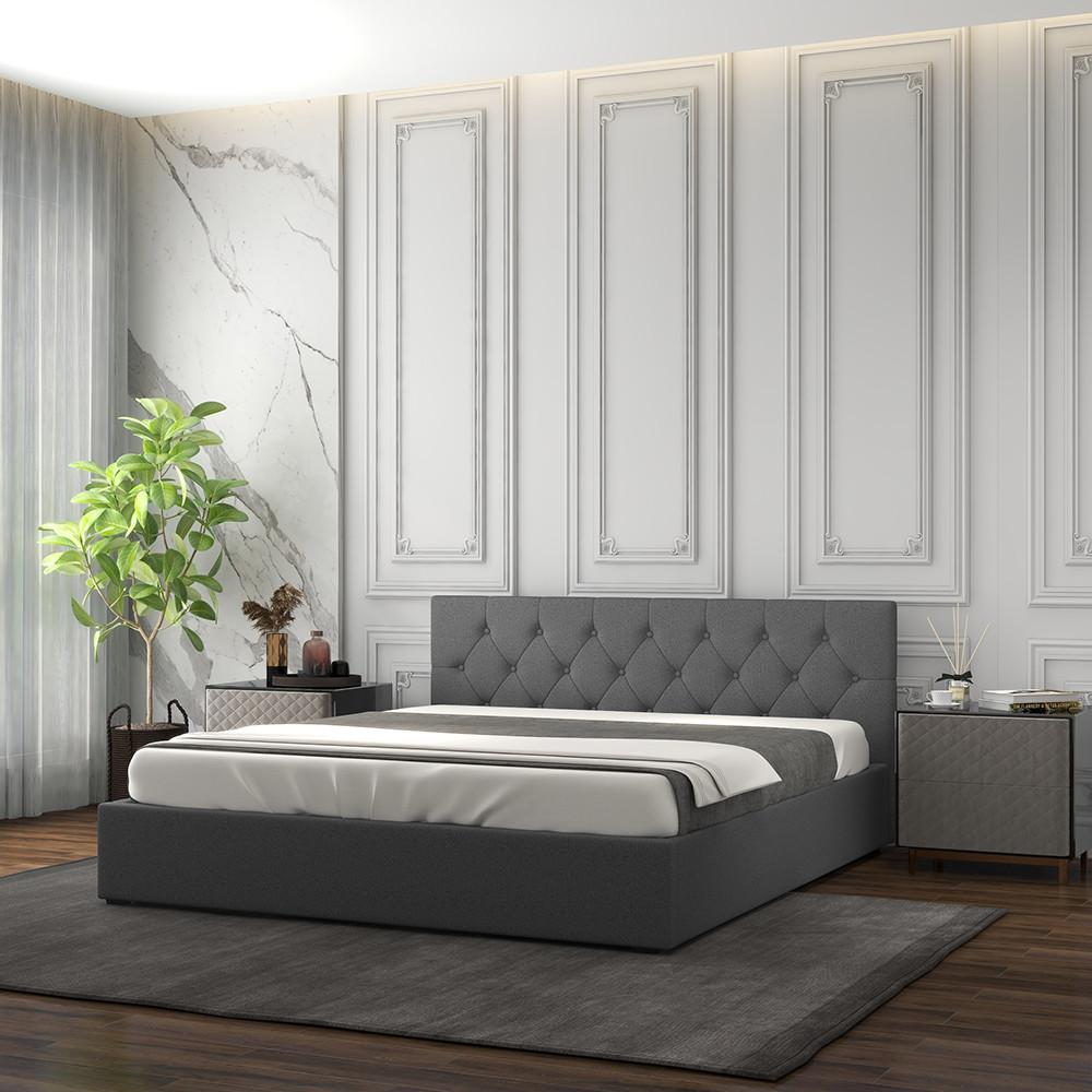 Milano Decor Capri Luxury Gas Lift Bed With Headboard Grey