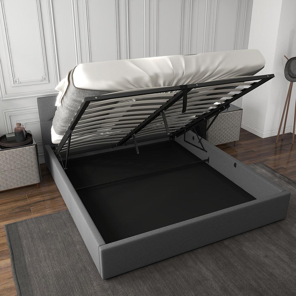 Milano Decor Capri Luxury Gas Lift Bed With Headboard Grey