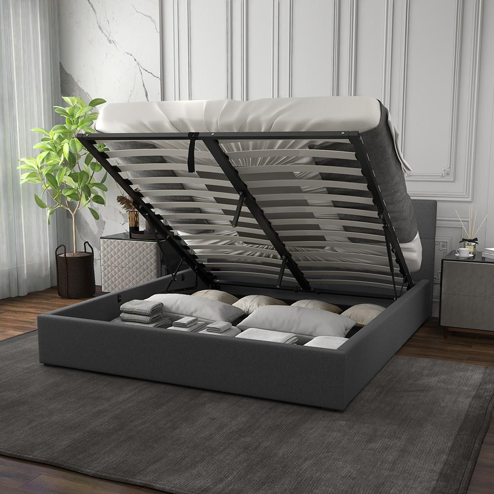 Milano Decor Capri Luxury Gas Lift Bed With Headboard Grey