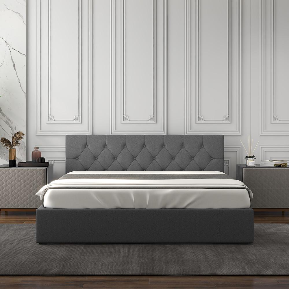 Milano Decor Capri Luxury Gas Lift Bed With Headboard Grey