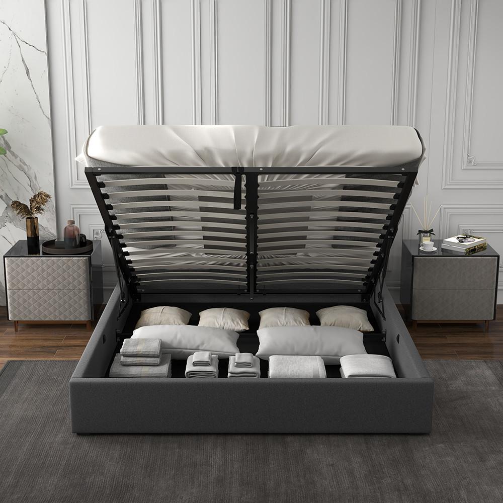Milano Decor Capri Luxury Gas Lift Bed With Headboard Grey