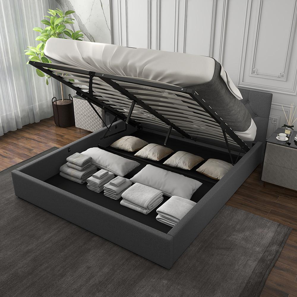 Milano Decor Capri Luxury Gas Lift Bed With Headboard Grey