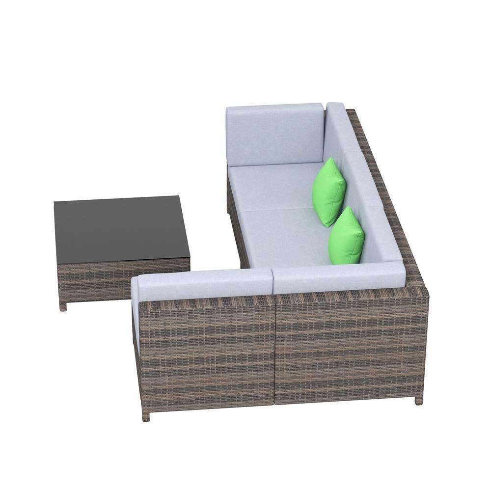 Milano Decor 5 Piece Outdoor Rattan Sofa Set Oatmeal Black