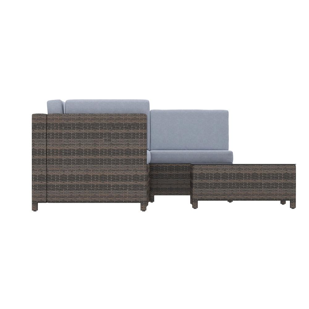 Milano Decor 5 Piece Outdoor Rattan Sofa Set Oatmeal Black