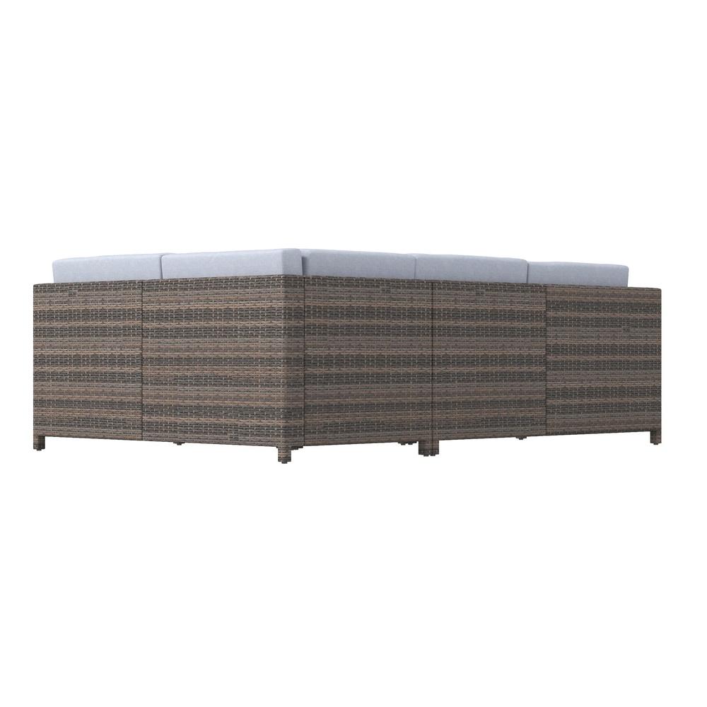 Milano Decor 5 Piece Outdoor Rattan Sofa Set Oatmeal Black