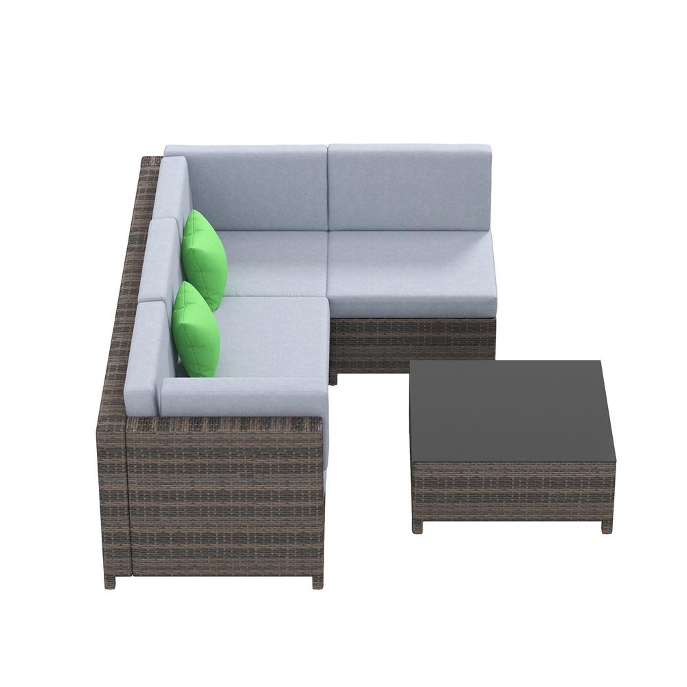 Milano Decor 5 Piece Outdoor Rattan Sofa Set Oatmeal Black