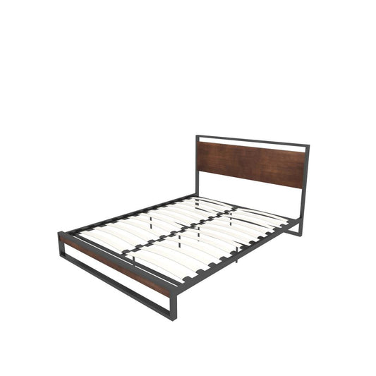 Azure Metal Bed Frame With Wooden Headboard Single - House