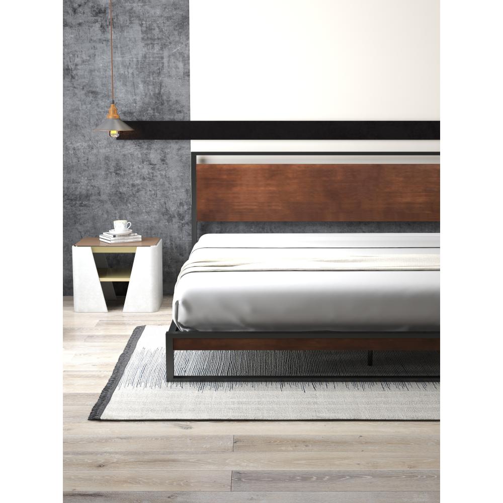 Milano Decor Azure Metal Bed Frame With Wooden Headboard Single