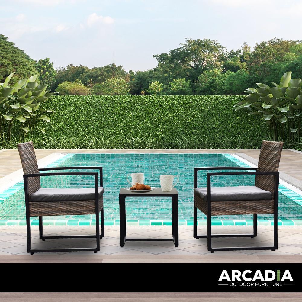 Arcadia Furniture Outdoor Wicker Rattan Patio Set Oatmeal Black
