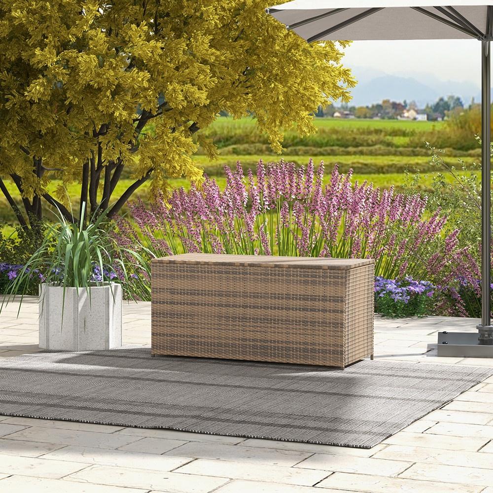 Arcadia Furniture UV Resistant Outdoor Rattan Storage Box Oatmeal
