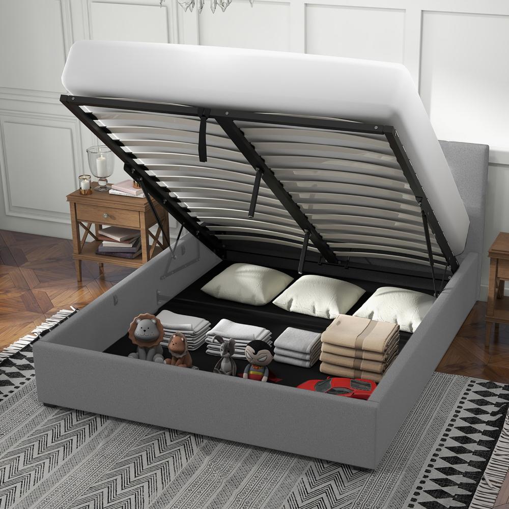 Milano Decor Luxury Gas Lift Bed With Headboard Grey