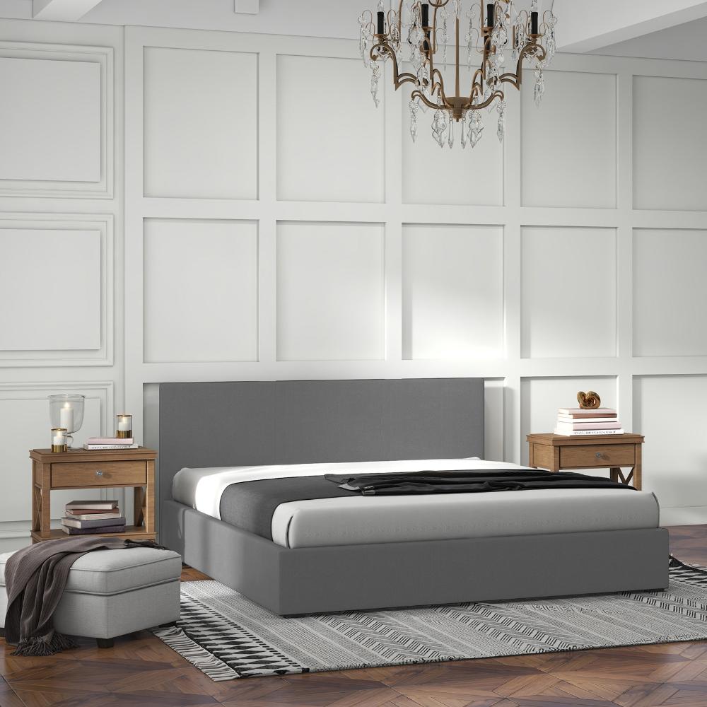 Milano Decor Luxury Gas Lift Bed With Headboard Grey