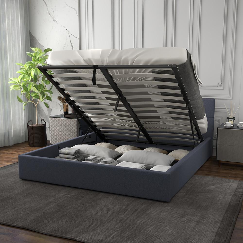 Milano Decor Capri Luxury Gas Lift Bed With Headboard Charcoal