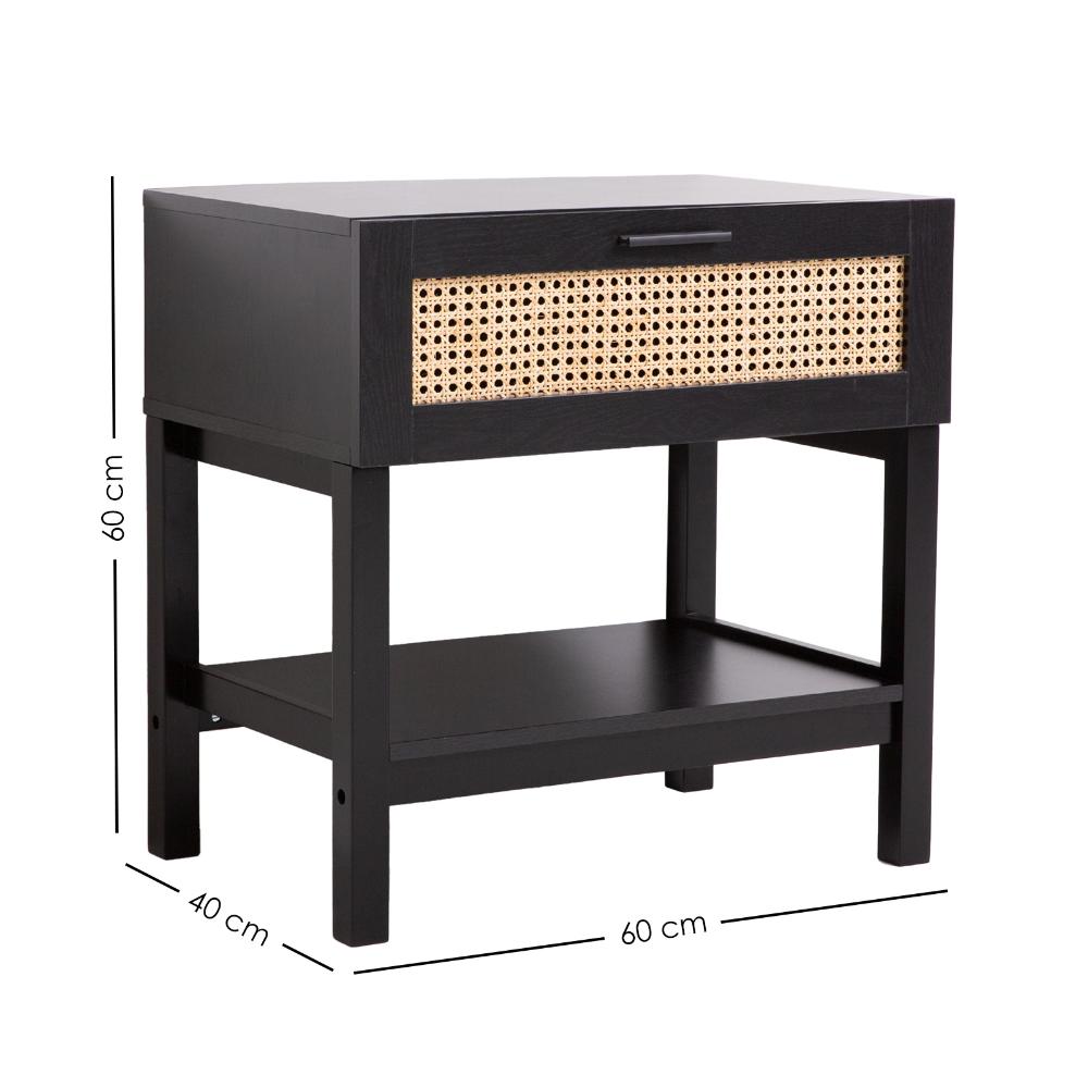 Casa Decor Tulum Black Rattan Bedside Table