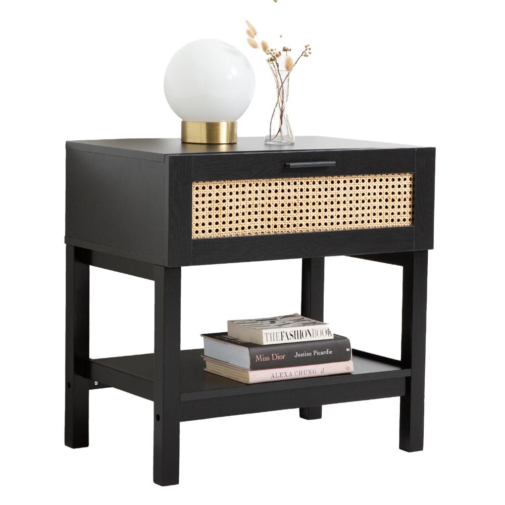 Casa Decor Tulum Black Rattan Bedside Table