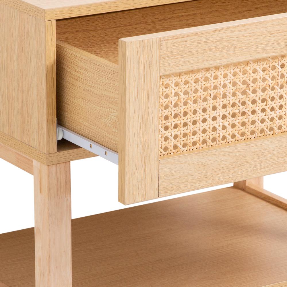 Casa Decor Santiago Oak Rattan Bedside Table