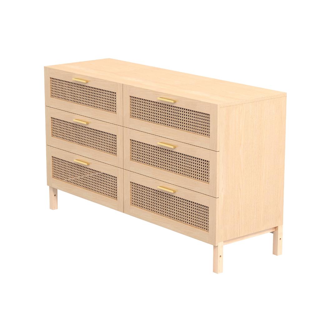 Casa Decor Santiago Oak Rattan Chest Of Drawers