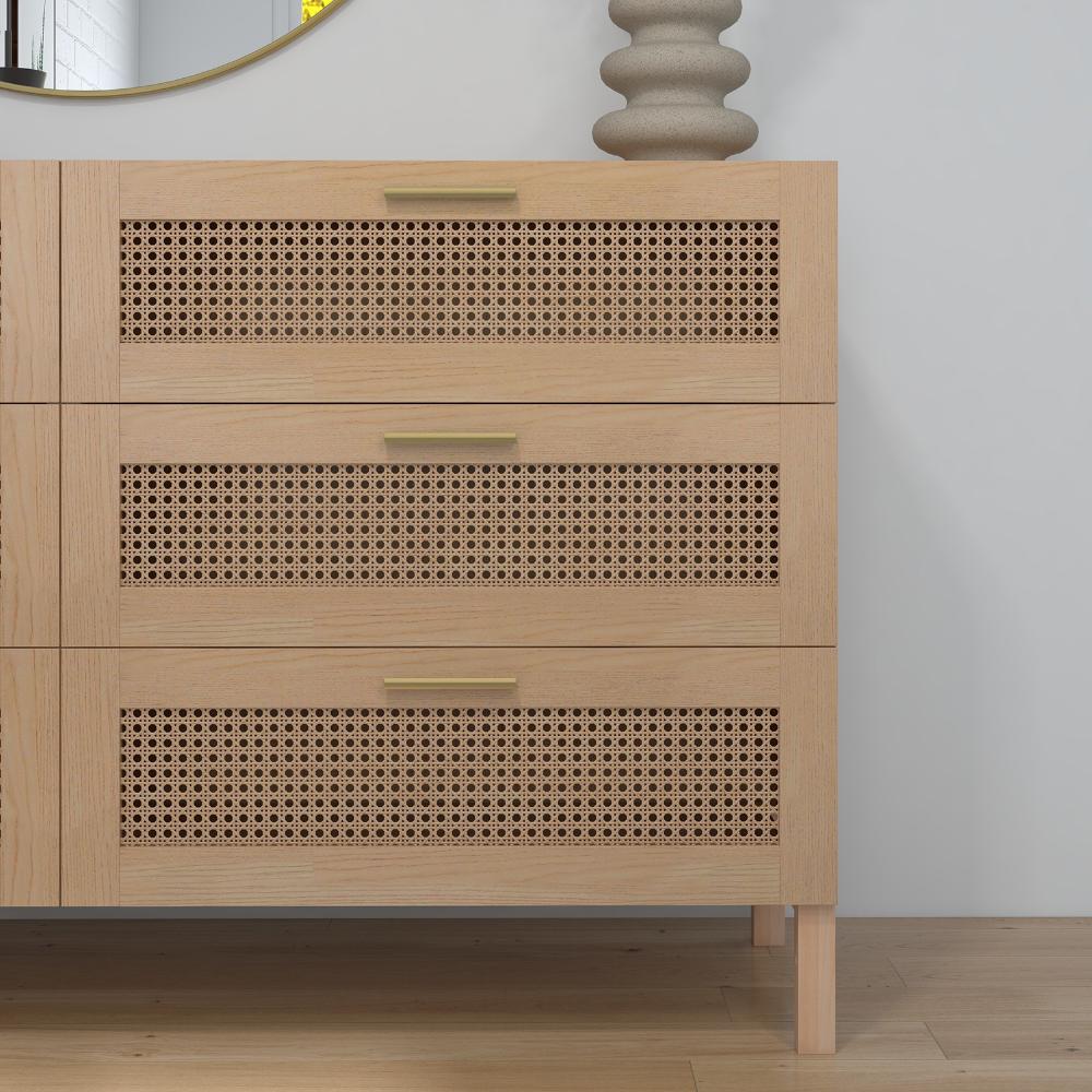 Casa Decor Santiago Oak Rattan Chest Of Drawers