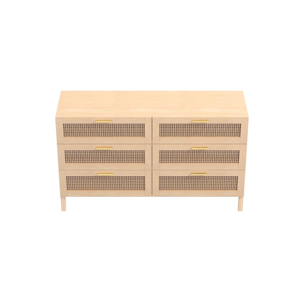 Casa Decor Santiago Oak Rattan Chest Of Drawers