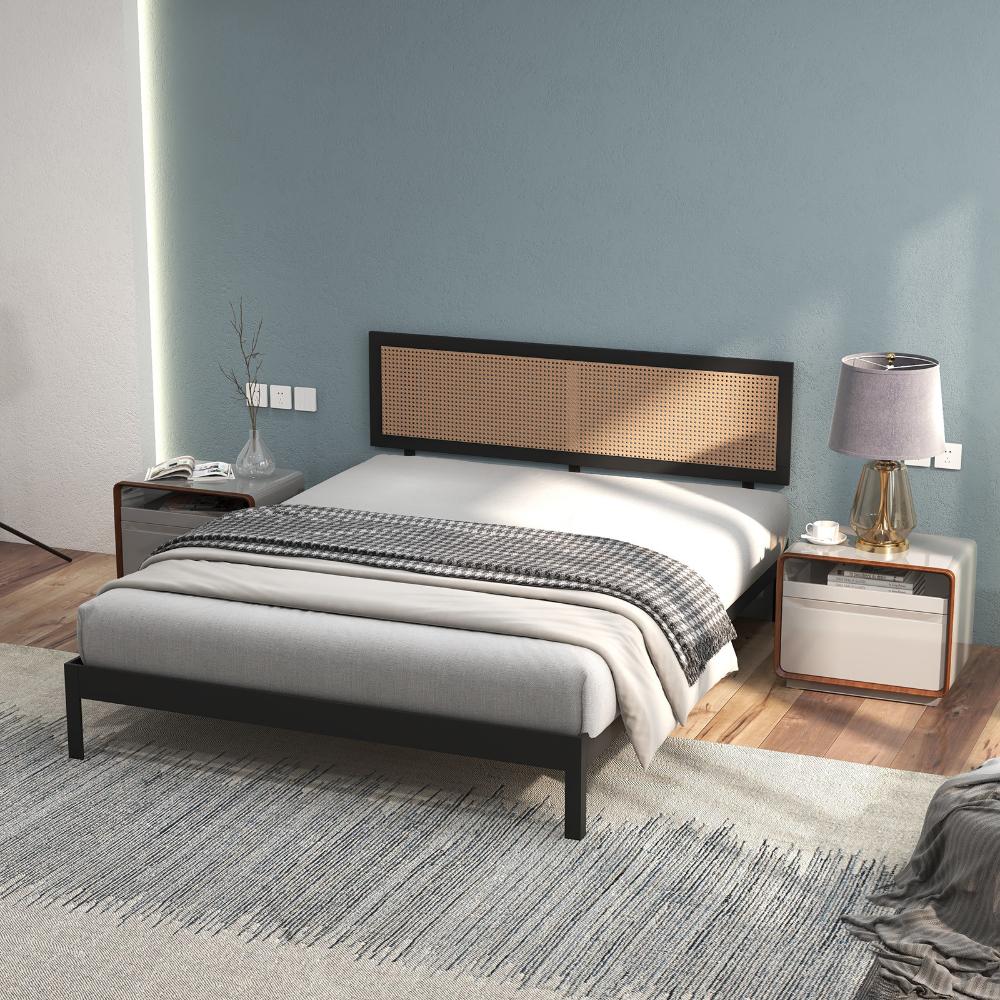 Casa Decor Tulum Rattan Bed Head With Solid Wooden Frame King