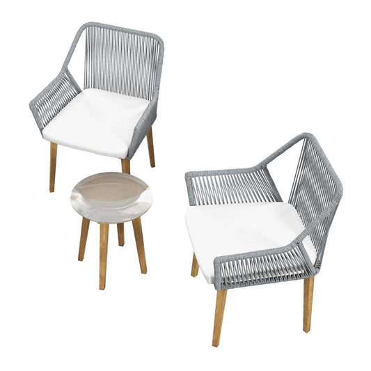 Arcadia Furniture 3 Piece Bistro Set Weather Resistant Outdoor Dark Grey