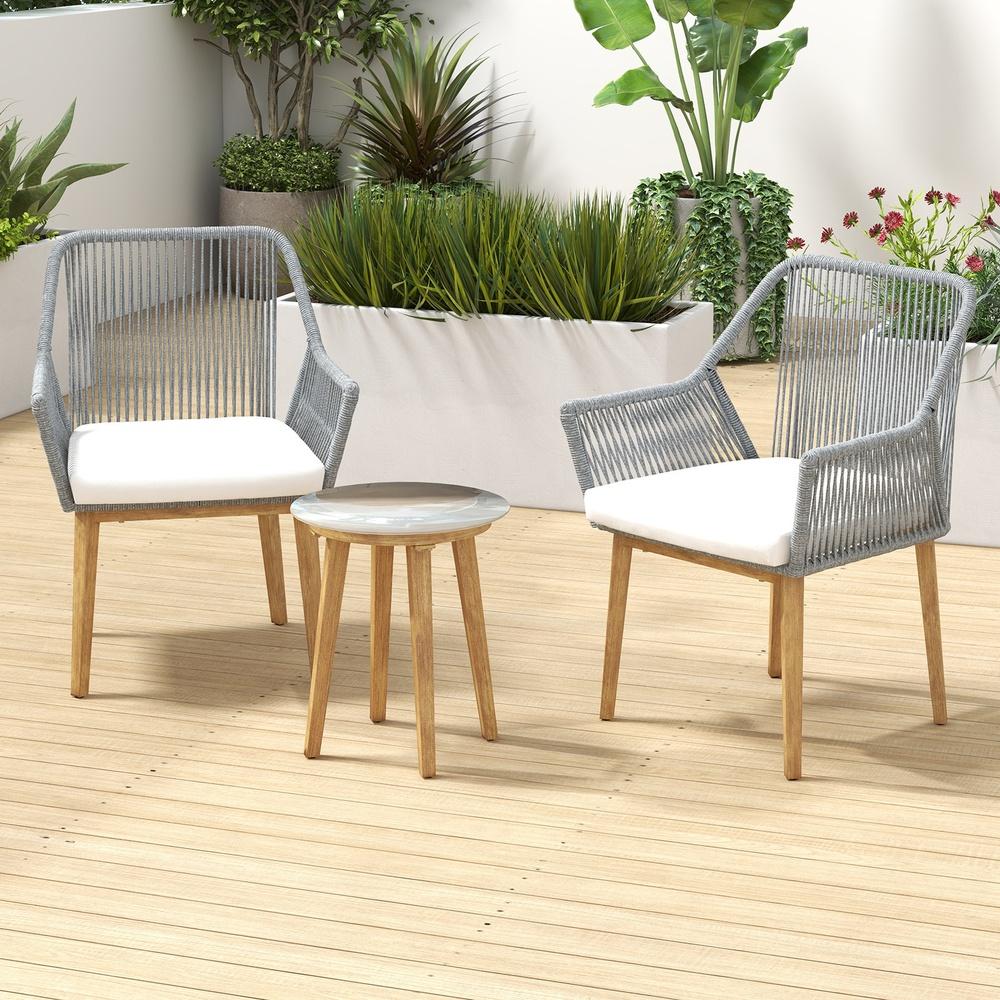 Arcadia Furniture 3 Piece Bistro Set Weather Resistant Outdoor Dark Grey