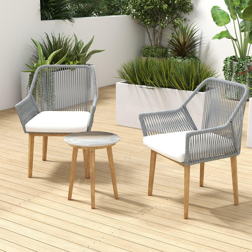 Arcadia Furniture 3 Piece Bistro Set Weather Resistant Outdoor Dark Grey