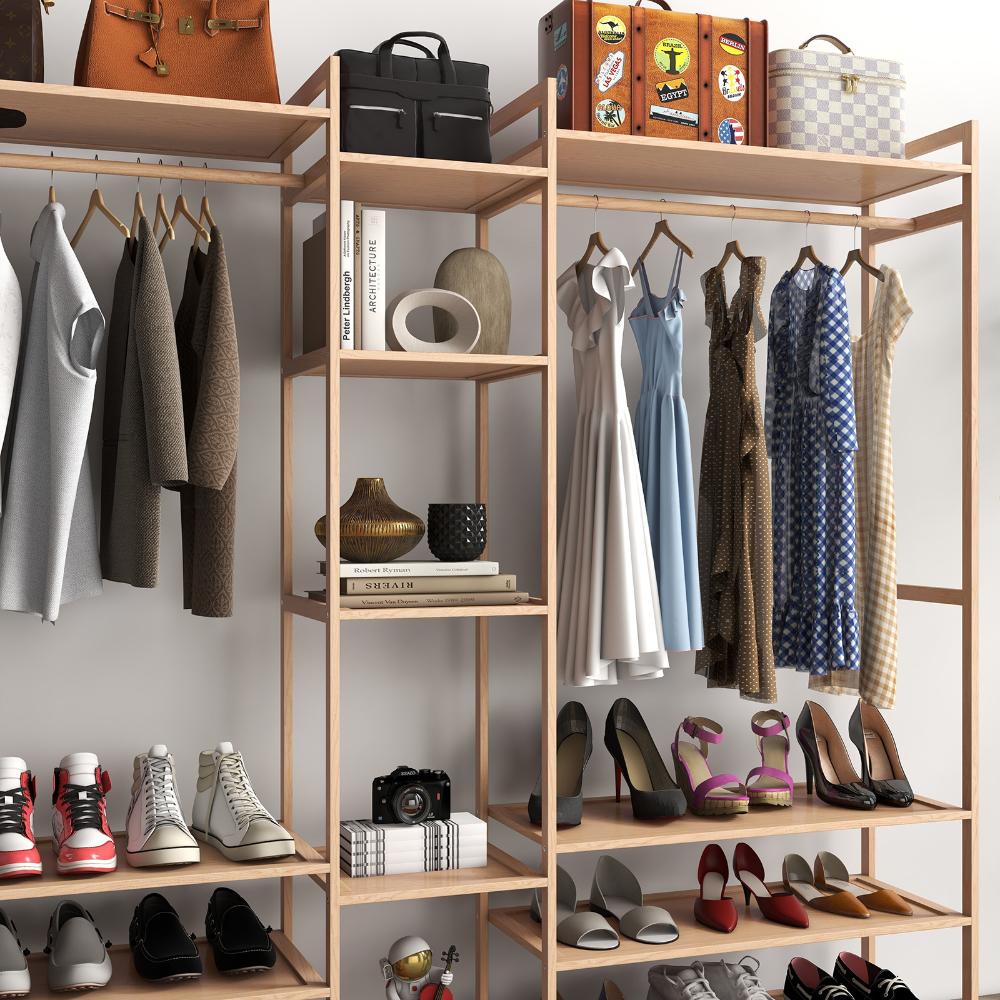 Milano Decor Multi Functional Bamboo Clothes Rack Oak