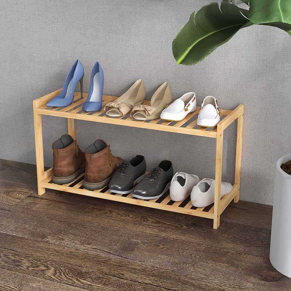 Casa Decor 2 Tier Bamboo Shoe Stool Oak