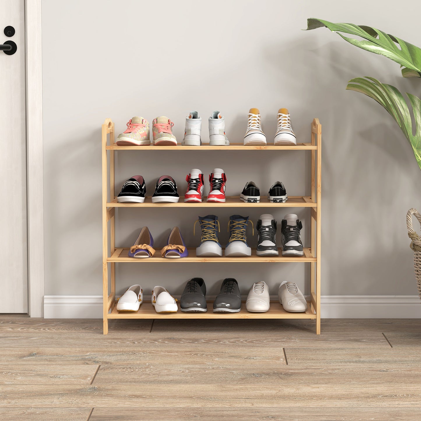 Casa Decor 4 Tier Bamboo Shoe Rack Oak